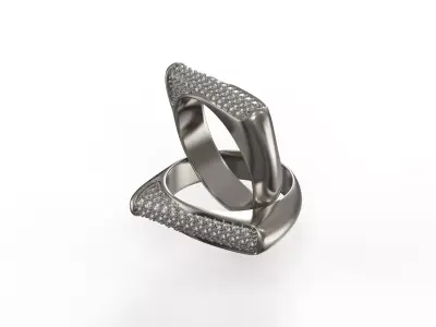 Diamond Flat Top Wedding Band 3D Model STL 3DM 9 sizes 3D print model