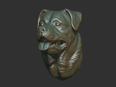 Rottweiler gloomy bust 3D print model