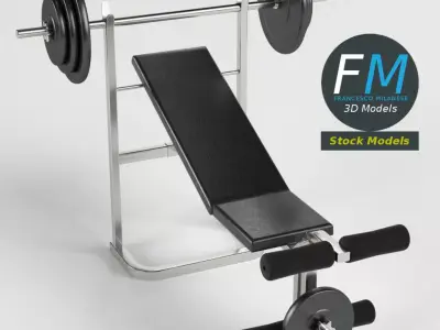 Gym equipment bench weight 3D model
