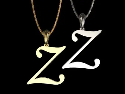 Letter Z  NECKLACE pendant  3D print model