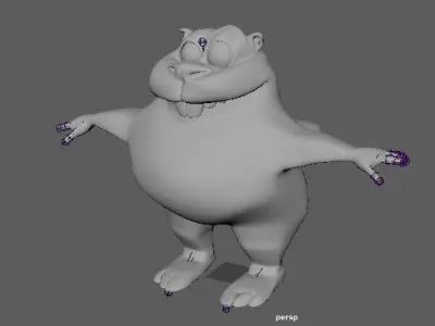 Beaver cartoon Low-poly 3D model