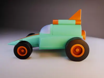 Stylized Modular Low Mid Poly Car  Game-Ready  Breakable Parts Low-poly 3D model