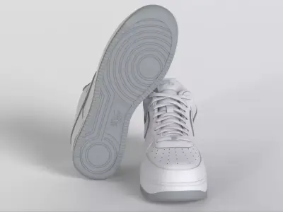 NIKE AIR FORCE 1 ALL WHITE Low-poly 3D model