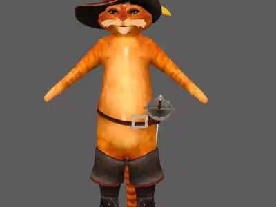 puss lowpoly model pirate cat Low-poly 3D model