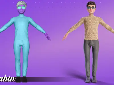 Rabin - Male rigged PBR character Low-poly 3D model