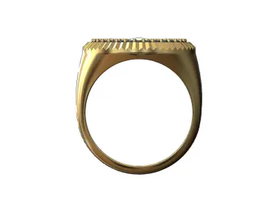 Fluted bezel Claddagh heart crown diamond signet ring size 9 3D print model