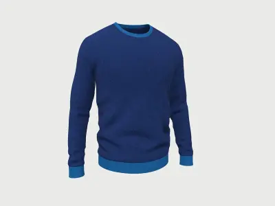 Sweater Full Sleeves Blue Low-poly 3D model