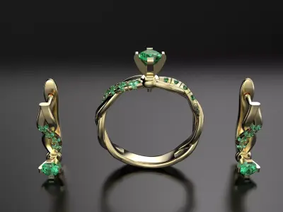 Ring and earrings set 3D print model