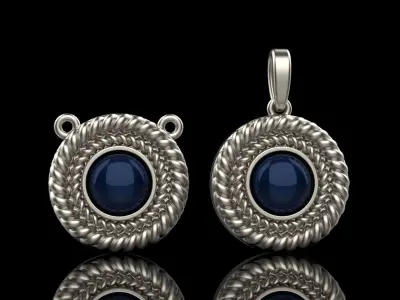 Round cabochon pendant model 342 3D print model