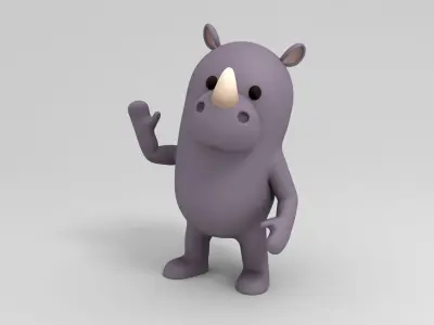 Rigged Cartoon Rhinoceros 3D model