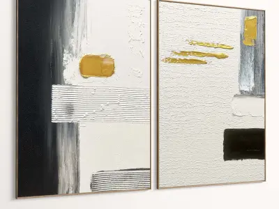 Plaster Two Photo Frame 507 Low-poly 3D model