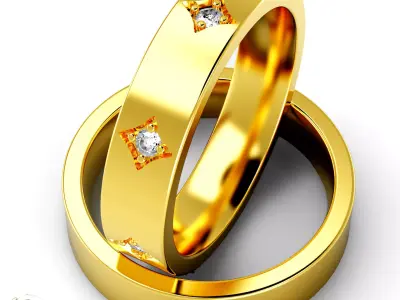Wedding ring set 3D print model