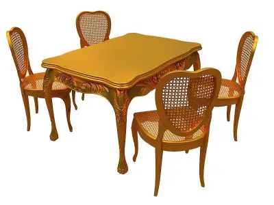 classical Dining set Low-poly 3D model