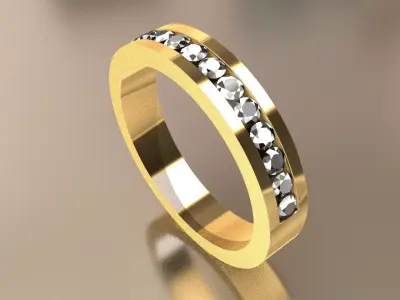 Diamond Line Ring Women 3D print model