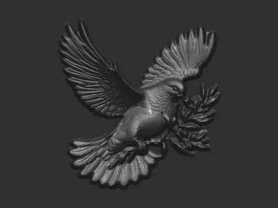 white dove with olive branch cnc  3D print model