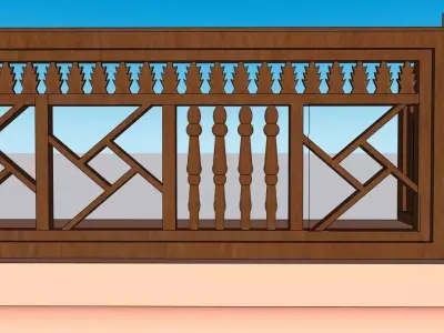 Islamic-Style Balcony Railing 3D Model 3D model