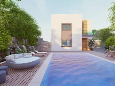 small private apartment unit with swimming pool Free 3D model
