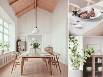 Minimalist Dining Room Design 3D model purchase