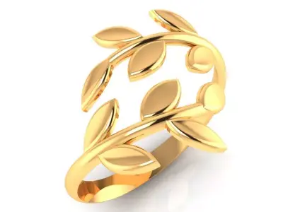 Women Ring 41 light weight leaf style ring band for women 3D print model