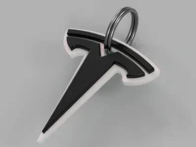 TESLA Logo Keychain - Ready to 3D Print 3D print model
