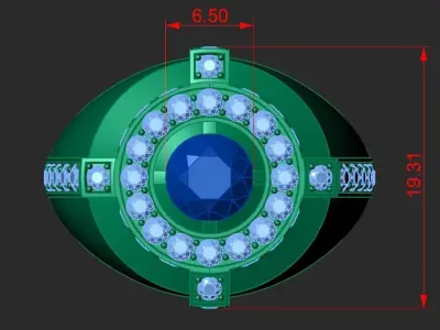 STYLISH MEN S RING WITH STONES Printable Model 3D print model