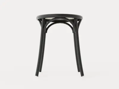 No 60 Stool Rattan - Black Low-poly 3D model
