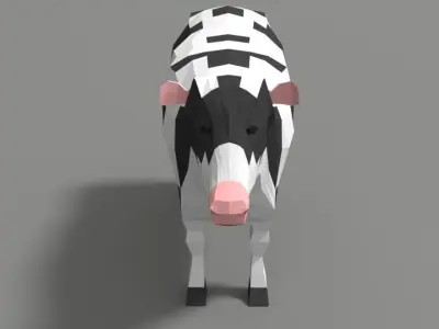 Low Poly Cartoon Cow Low-poly 3D model