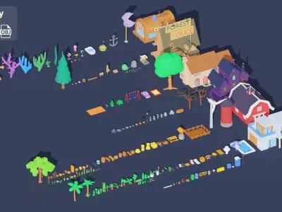 Locations for City and Games Asset Pack Low-poly 3D model