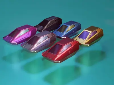 Low Poly Stylized Sci-Fi Hover Car Low-poly 3D model