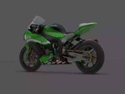 Kawasaki ZX-10R  Superb Racing Bike 3D Model Low-poly 3D model