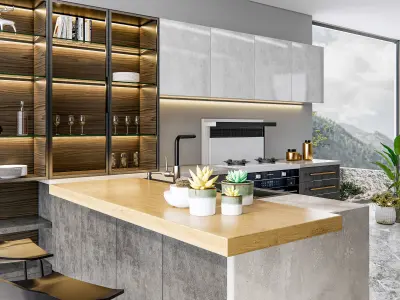 Kitchen Modern interior  0040 3D model