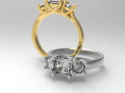 Three-Stone jewelry Ring  3D print model
