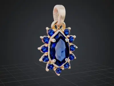 FREE  Sapphire Rose Gold Pendant Necklace  Free low-poly 3D model