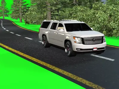 Modern Highway Driving Environment with PBR Textures 3D model