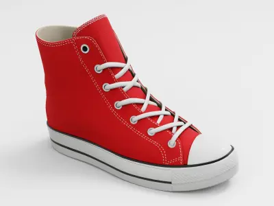 Converse All Star Style Unisex - Shoe Red PBR Low-poly 3D model