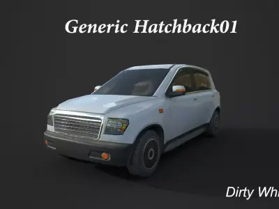 Generic Hatchback  01 Dirty White Low-poly 3D model