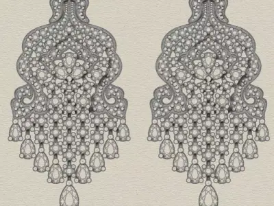 pear and round high earring jewelry  3D print model