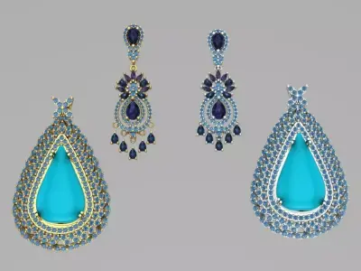 Medal and earrings set 3D print model