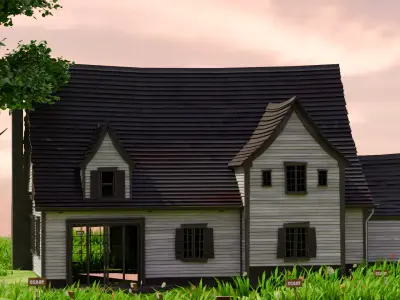 American Style Cottage Exterior 10 Low-poly 3D model