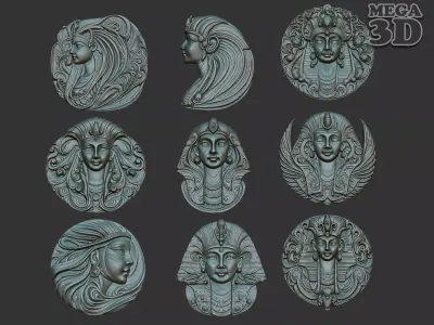 Egypt Goddess basrelief Pack  240725 3D Model Collection