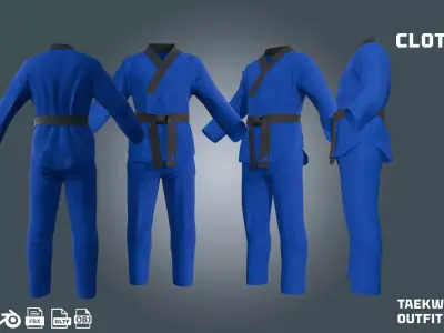 taekwondo  judo outfit - clothyfic outfit Low-poly 3D model