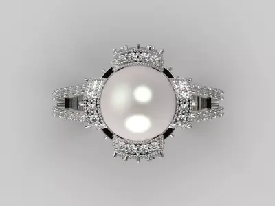 Crown of the Sea pearl stl 3d ring model pr0023 3D print model