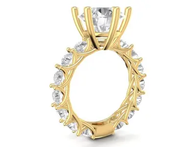 Luxury Round Cut Engagement Ring 3D Model 1731 3D print model