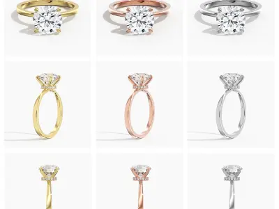 Secret Halo Diamond Engagement Ring 0022 3D print model