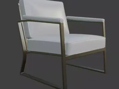 Modern White Leather Armchair 3D Model 3D model
