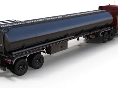 Kenworth W900 tanker trailer Low-poly 3D model
