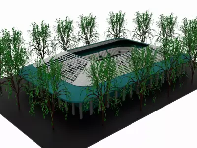 American football stadium Low-poly 3D model 10