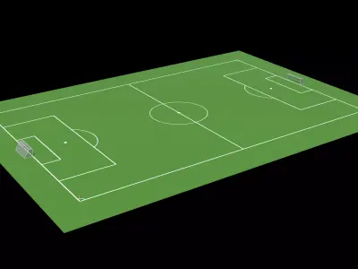 Low Poly Soccer Football field v3 Low-poly 3D model