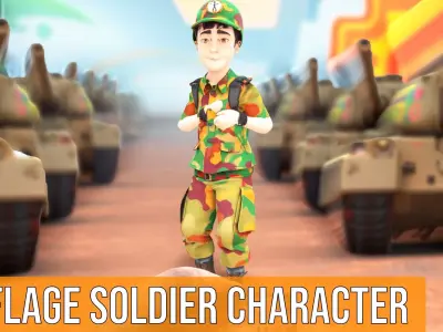 Camouflage Soldier Character model pack Low-poly 3D model