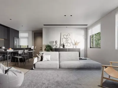 Modern living room dining room interior scenes 550 3D model
